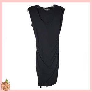 Pam & Gela Asymmetrical Ruched Sides Dress M Black
